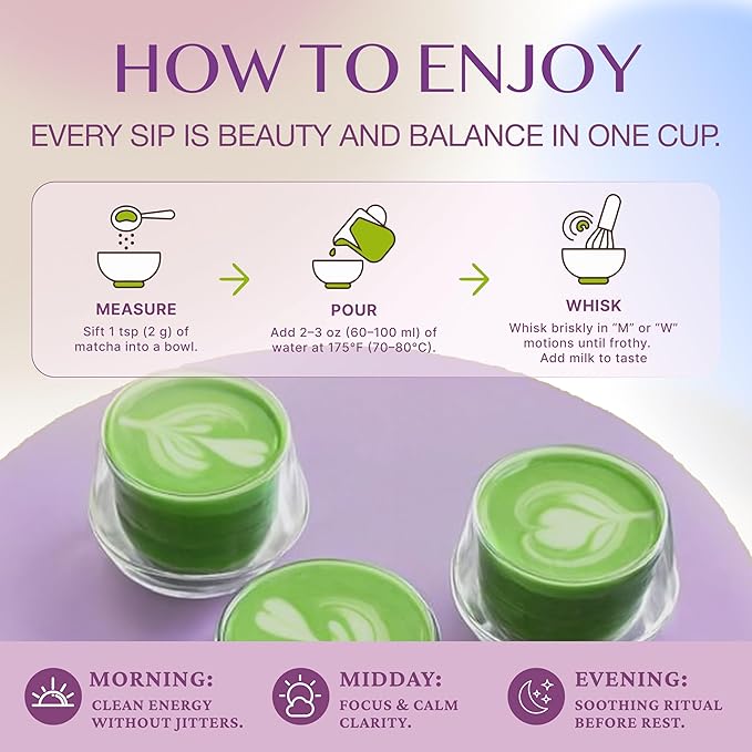 Aya Matcha Organic Ceremonial Grade Matcha Powder with Marine Collagen – Premium Matcha Green Tea for Women – Sugar Free Matcha Latte Mix – Keto Matcha Collagen Protein Powder for Lattes & Smoothies